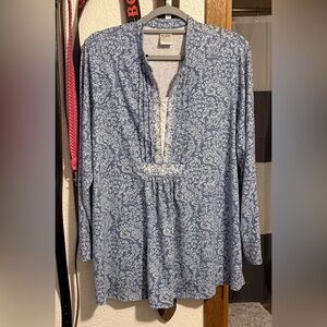 Blair Blue and White Patterned Tunic